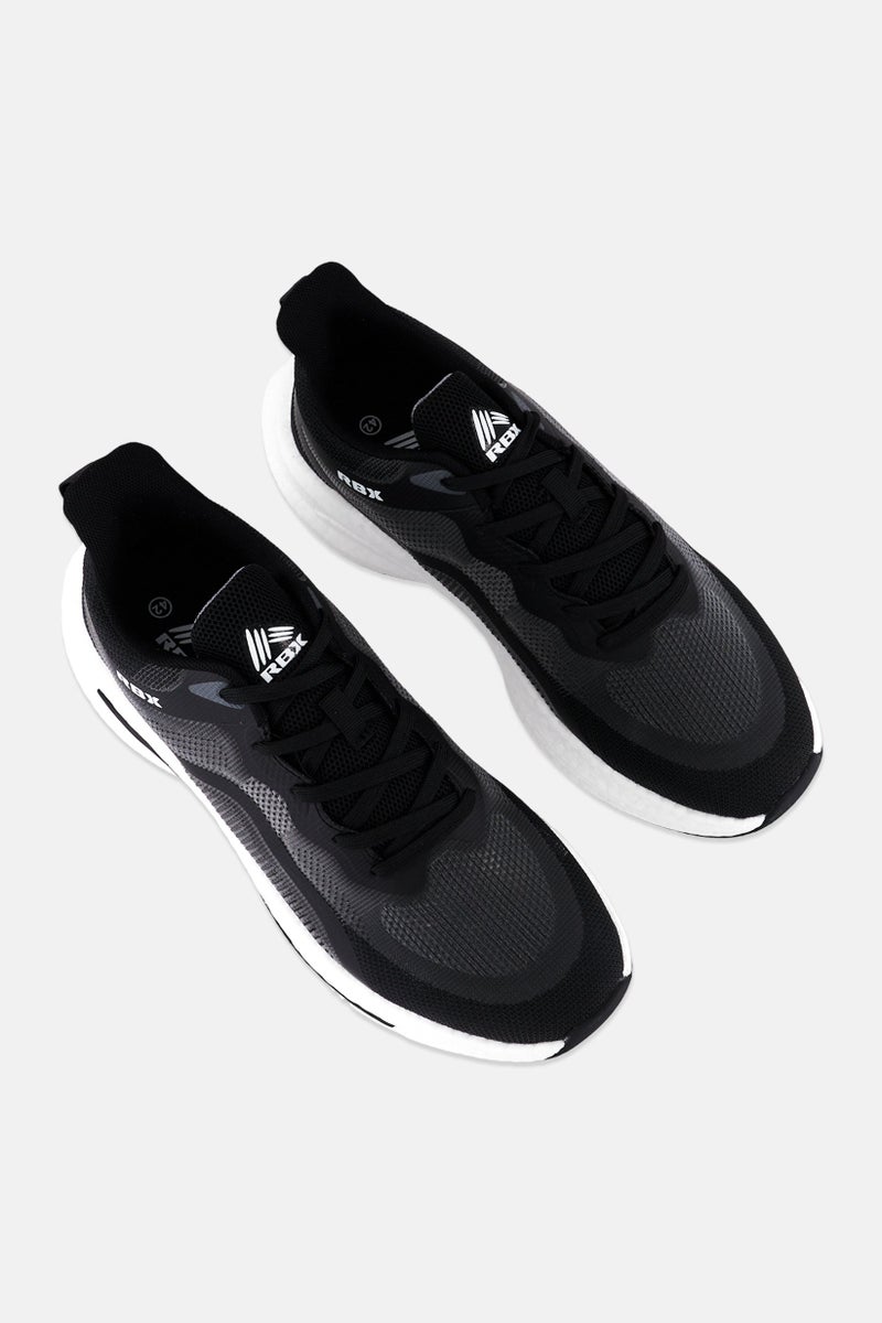 RBX Men Mesh Logo Lace Up Running Shoes, Black - Image 4