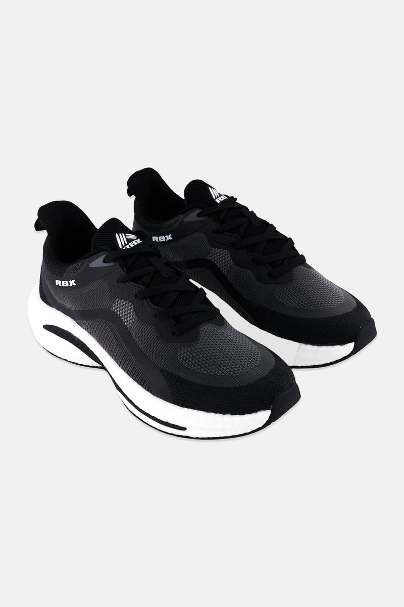 RBX Men Mesh Logo Lace Up Running Shoes, Black - Image 1