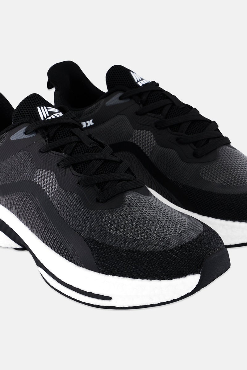 RBX Men Mesh Logo Lace Up Running Shoes, Black - Image 2