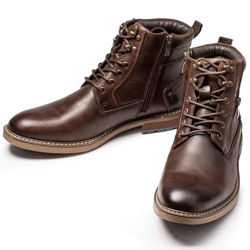 Arkbird Mens Motorcycle Boots Dress Boots for Men Genuine Leather Casual Combat Dual Zipper Waterproof Boot for Men - Image 5