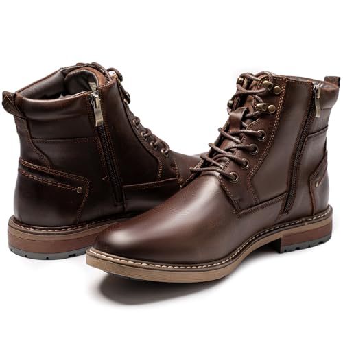 Arkbird Mens Motorcycle Boots Dress Boots for Men Genuine Leather Casual Combat Dual Zipper Waterproof Boot for Men - Image 4