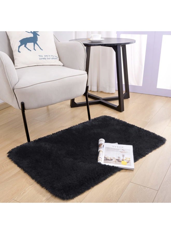 Noahas Fluffy Bedroom Rug Plush Fuzzy Rugs for Kids Room Living Room, Soft Shaggy Nursery Rug Furry Floor Carpet Modern Indoor Bedroom Decor Cute Boys Girls Room Rug, 2x3 Feet, Black - Image 4