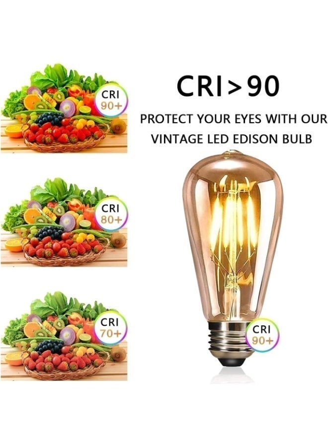 EASTERNSTAR LED Edison Bulb E27, 7W Vintage Light Bulbs 70W Incandescent Equivalent, Retro LED Filament Bulb ST64 Amber Glass Edison Screw Lamp, 680LM 2700K Warm White, 2-Pack [Energy Class A] - Image 5