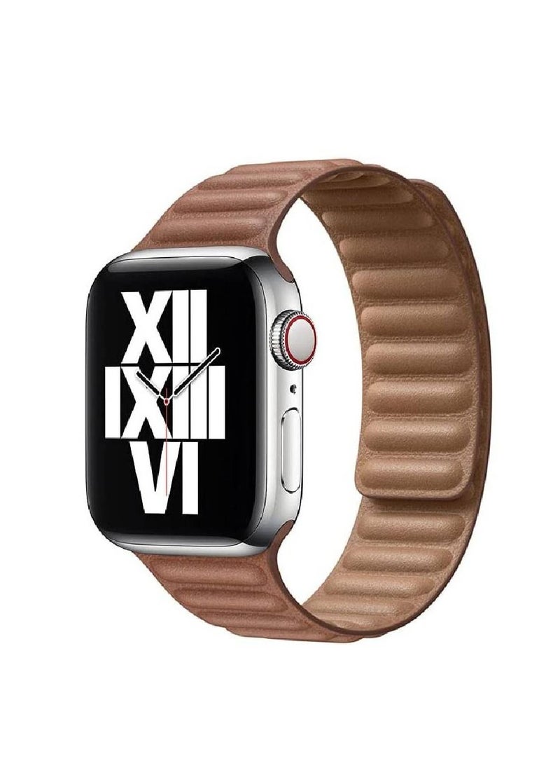 GENNEXT - Leather Magnetic Replacement Strap Adjustable Wristbands Compatible with Apple Watch Ultra 45mm Brown - Image 1