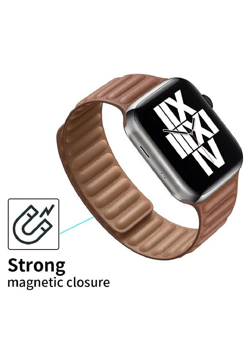 GENNEXT - Leather Magnetic Replacement Strap Adjustable Wristbands Compatible with Apple Watch Ultra 45mm Brown - Image 1