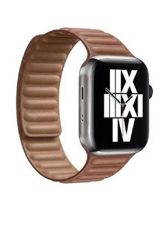 Leather Magnetic Replacement Strap Adjustable Wristbands Compatible with Apple Watch Ultra 45mm Brown