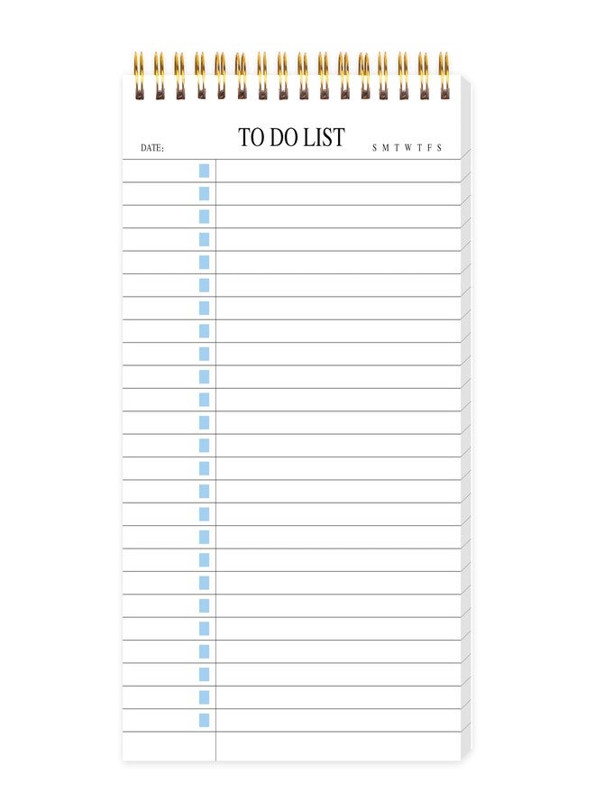 KAICN To Do List Notepad, Undated Daily Planner Notepad with To Do List Notebook Checklist Planner Spiral Waterproof Notepad for Office Supplies, School Planner, Blue, 52 Sheets, 5.5"*8.3" A5 Size - Image 1