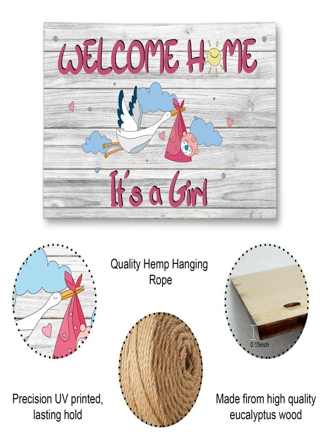 CLHHM Welcome Home Newborn Baby It’s a Girl Wooden Door Sign Baby Girl Signs for Door Welcome Sign Décor for Front Door & Nursery Hanging Newborn Announcement Plaque - Image 5