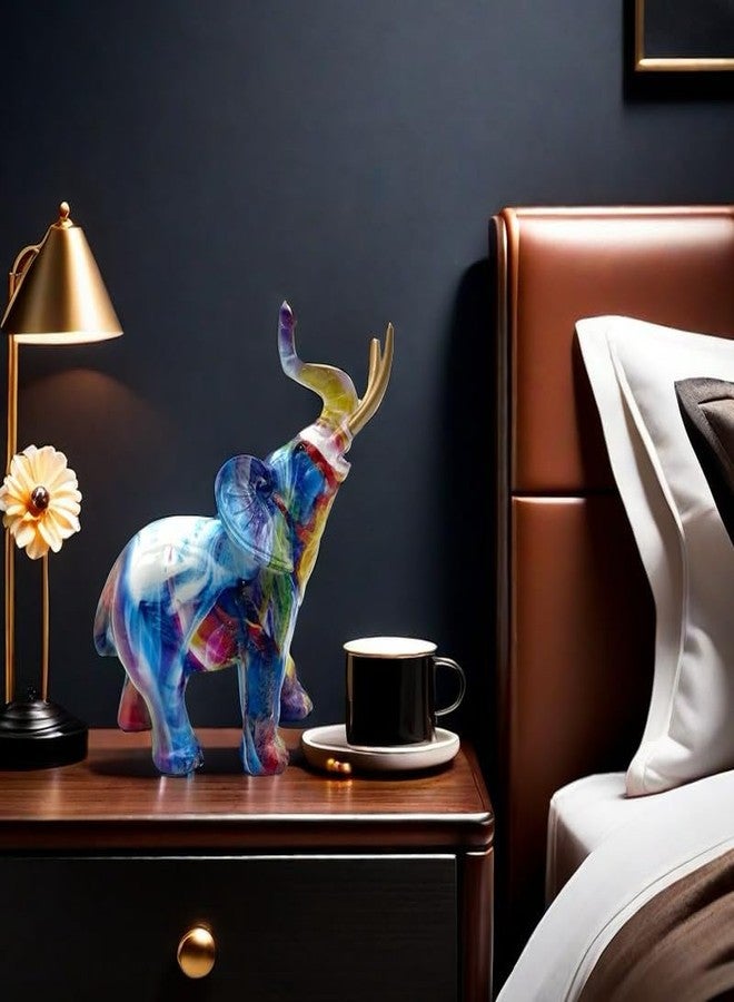 SHTWX Colorful Elephant Statue Sculpture Frgurine for Home Office Living Room Desktop Decoration Garden Figurines Indoor Decor Frgurines - Image 3