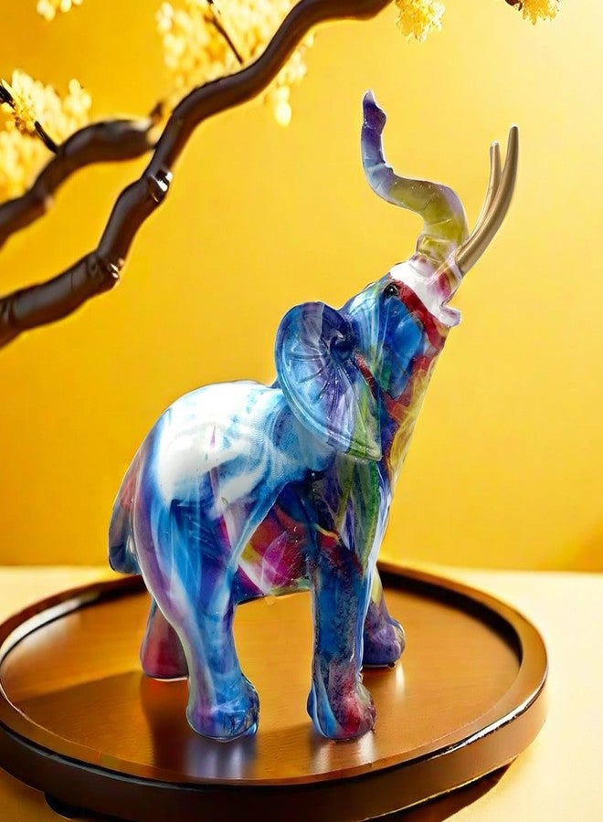 SHTWX Colorful Elephant Statue Sculpture Frgurine for Home Office Living Room Desktop Decoration Garden Figurines Indoor Decor Frgurines - Image 1
