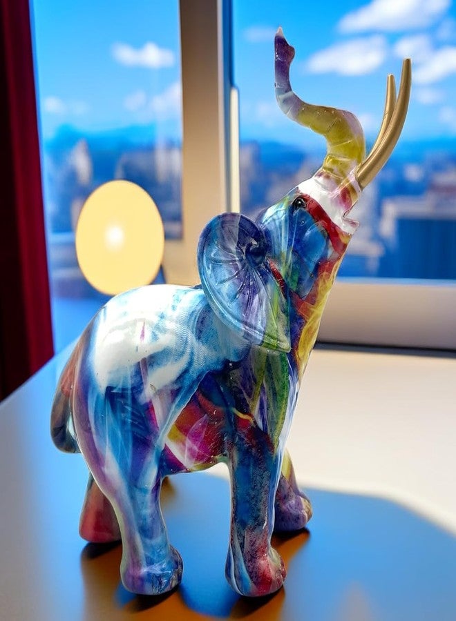 SHTWX Colorful Elephant Statue Sculpture Frgurine for Home Office Living Room Desktop Decoration Garden Figurines Indoor Decor Frgurines - Image 5