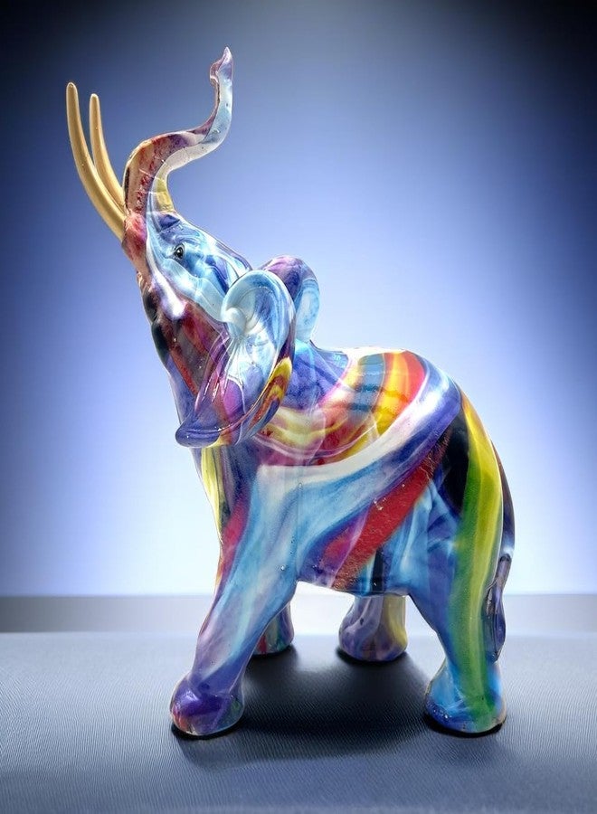 SHTWX Colorful Elephant Statue Sculpture Frgurine for Home Office Living Room Desktop Decoration Garden Figurines Indoor Decor Frgurines - Image 4