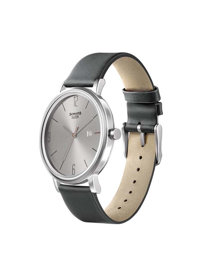سوناتا ساعة يد جلدية مستديرة بعقارب  -  مم - رمادي - Image 1