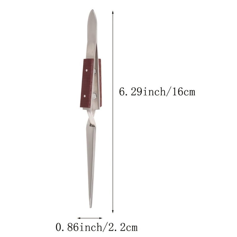 1Pc Stainless Steel Curved Tweezers With Reverse Wooden Handle For Electronics Jewelry Making Laboratory Hobby - Image 3