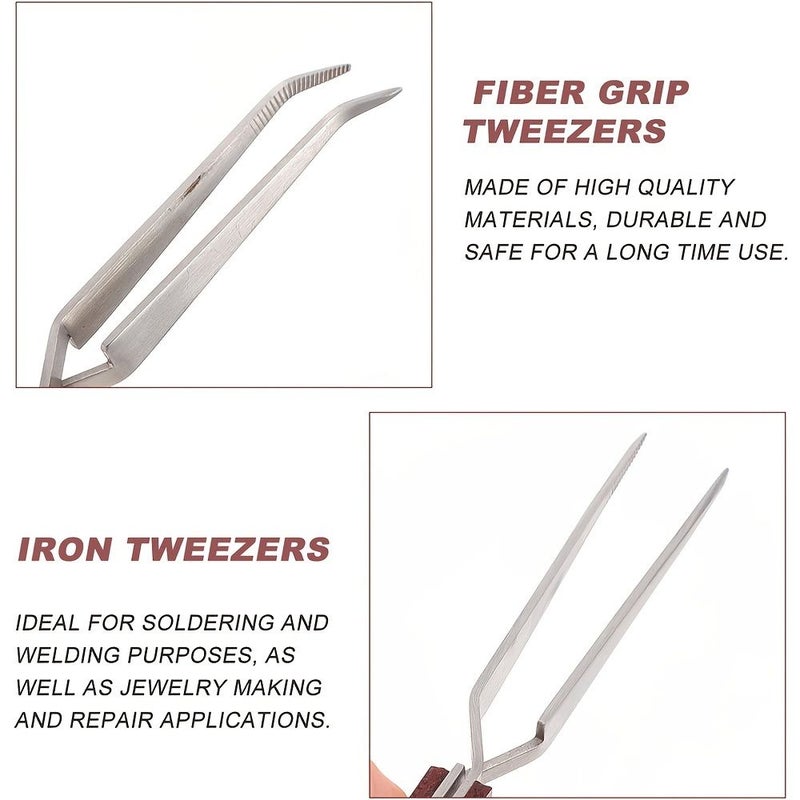 1Pc Stainless Steel Curved Tweezers With Reverse Wooden Handle For Electronics Jewelry Making Laboratory Hobby - Image 5
