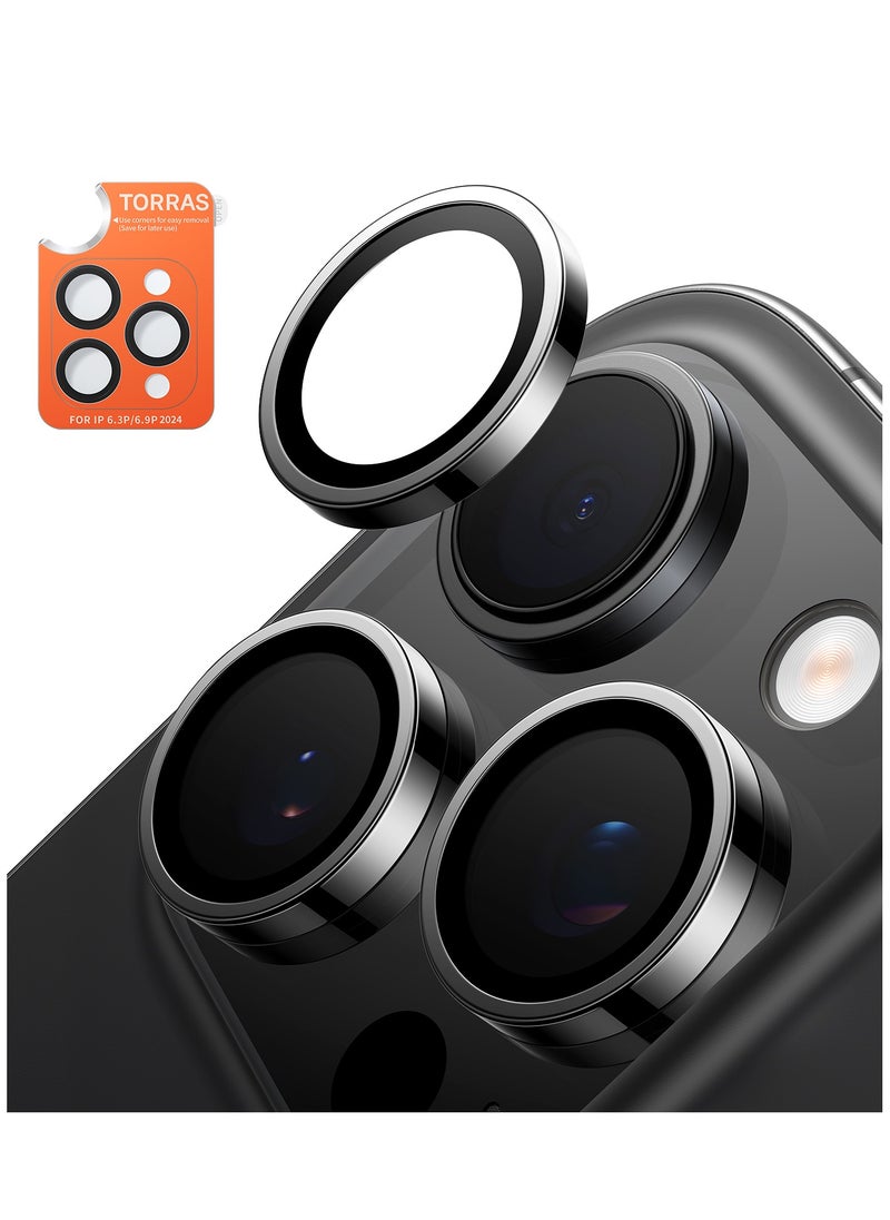 TORRAS - Ultimate Durability 9H+ glass for iPhone 16 Pro Max/16 Pro Camera Lens Protector [1:1 Invisible Fit & Ultra Clarity] Camera Protector 16 Pro Max/16 Pro Tempered Glass, Black - Image 1