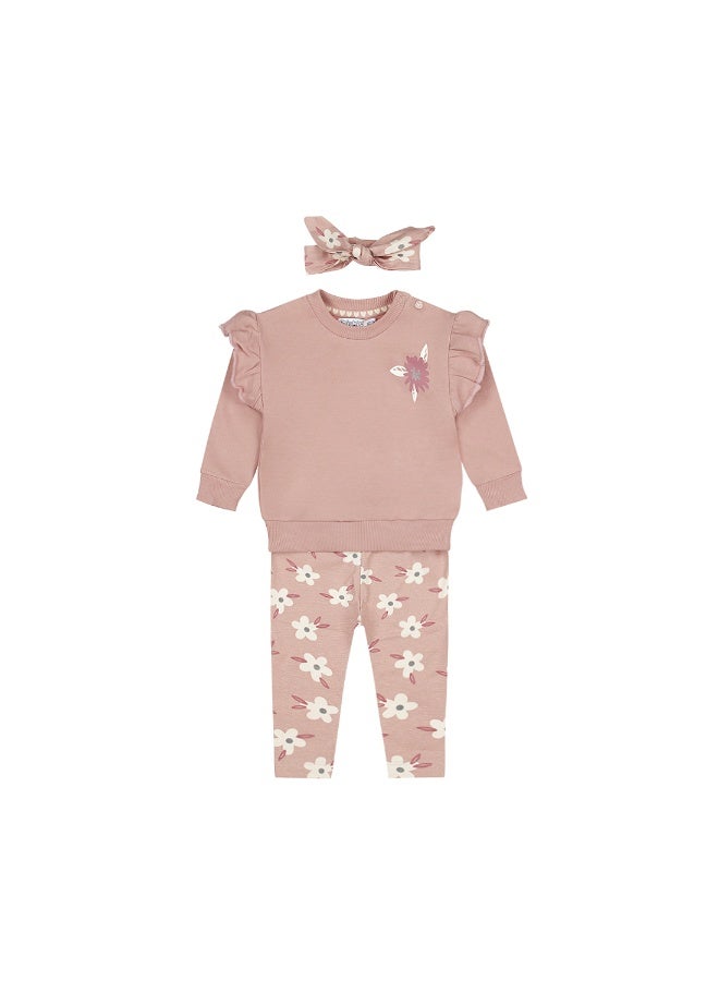 Dirkje girls' set sweater trousers hairband - Soft Pink | Flower - Image 1