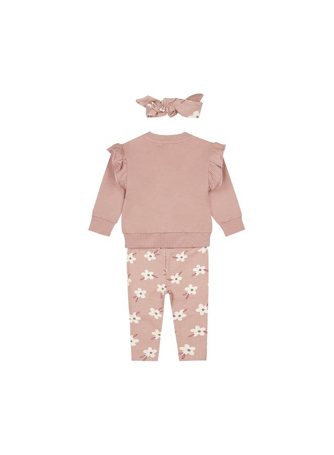 Dirkje girls' set sweater trousers hairband - Soft Pink | Flower - Image 2