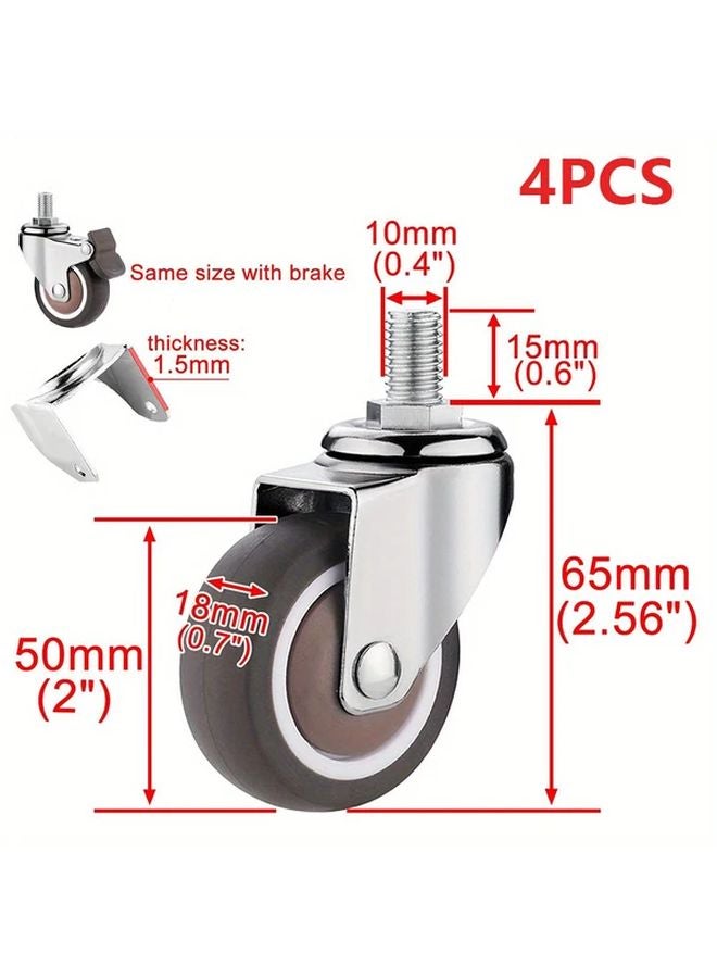 4pcs M8 M10 Threaded Stem Swivel Casters TPE Rubber Silent Replacement Castors Style 2 - Image 5