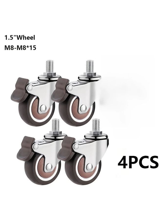 4pcs M8 M10 Threaded Stem Swivel Casters TPE Rubber Silent Replacement Castors Style 2 - Image 1