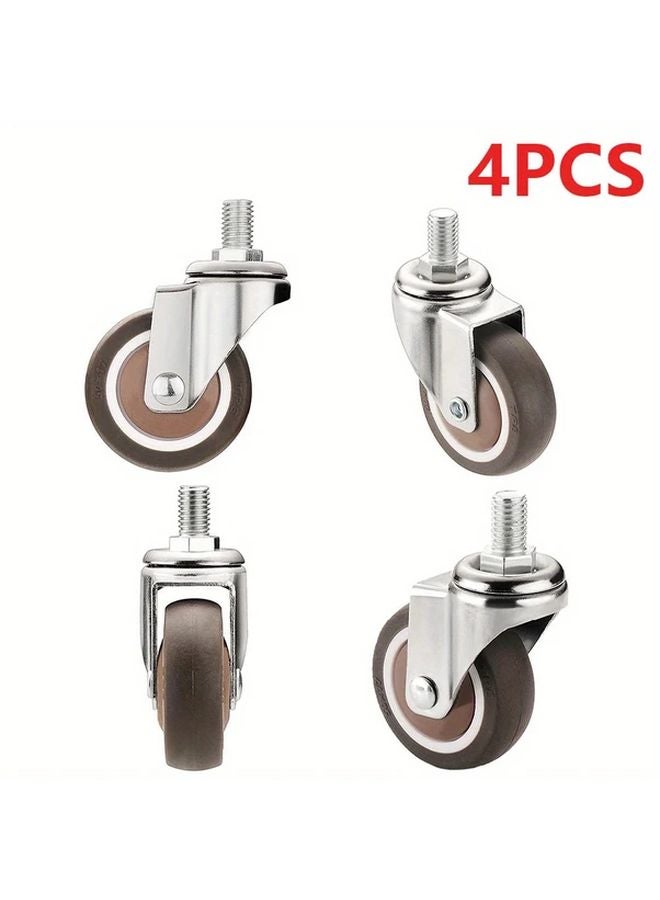 4pcs M8 M10 Threaded Stem Swivel Casters TPE Rubber Silent Replacement Castors Style 2 - Image 3