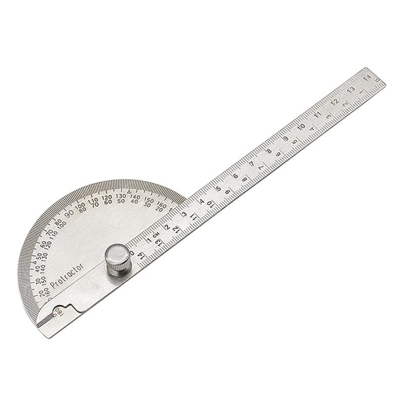 New Protractor Angle Ruler Stainless Steel Angle Gauge Angle Ruler 180 Degree Semicircle Woodworking Angle(New 0-180/14cm) - Image 1