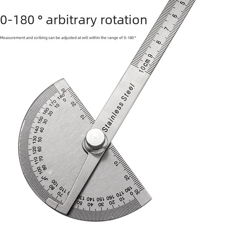 New Protractor Angle Ruler Stainless Steel Angle Gauge Angle Ruler 180 Degree Semicircle Woodworking Angle(New 0-180/14cm) - Image 3