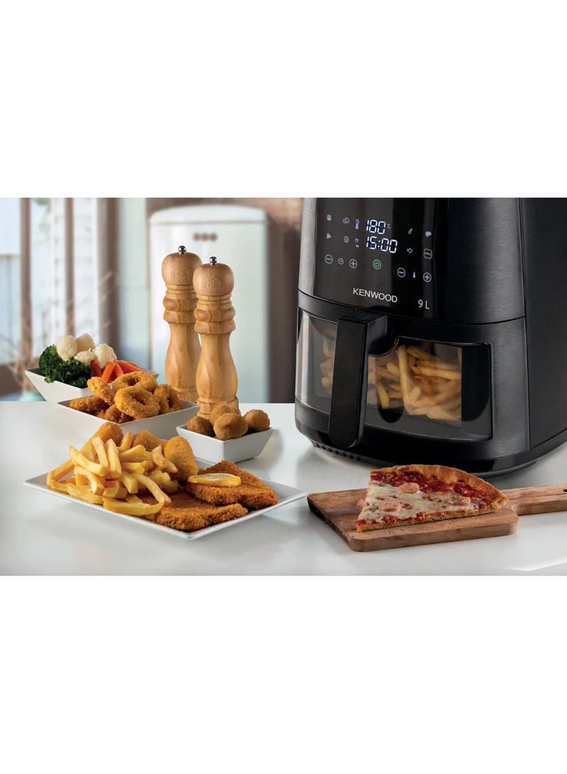KENWOOD 9L Air Fryer & Grill with Transparent Basket, Digital Touchscreen, 8 Presets, Adjustable Temperature, Non-Stick, 1500W, Includes Crisping Tray & Recipe Book - 9 L 1500 W HFS92.000BK Black - Image 5