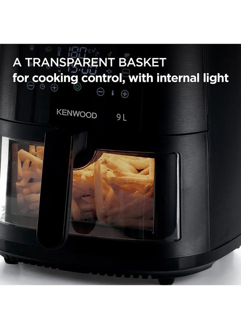 KENWOOD 9L Air Fryer & Grill with Transparent Basket, Digital Touchscreen, 8 Presets, Adjustable Temperature, Non-Stick, 1500W, Includes Crisping Tray & Recipe Book - 9 L 1500 W HFS92.000BK Black - Image 3