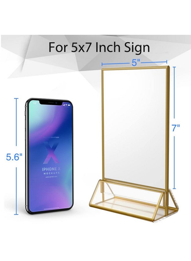 NIUBEE NIUBEE 6Pack 5 x 7 Clear Acrylic Wedding Table Number Holder Stands with Gold Borders, Double Sided Picture Frames Sign for Restaurant Menu Recipe Cards Photo Display  - Image 3