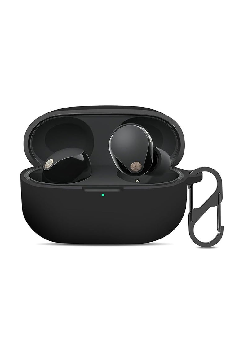Case compatible with Sony WF-1000XM5. Silicone Protective Skin Cover for Sony XM5 Wireless Earbuds, Front LED Visible (Black)