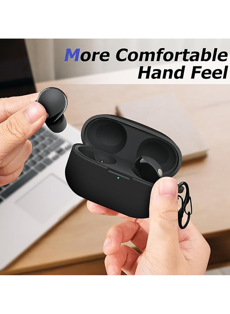 Case compatible with Sony WF-1000XM5. Silicone Protective Skin Cover for Sony XM5 Wireless Earbuds, Front LED Visible (Black)