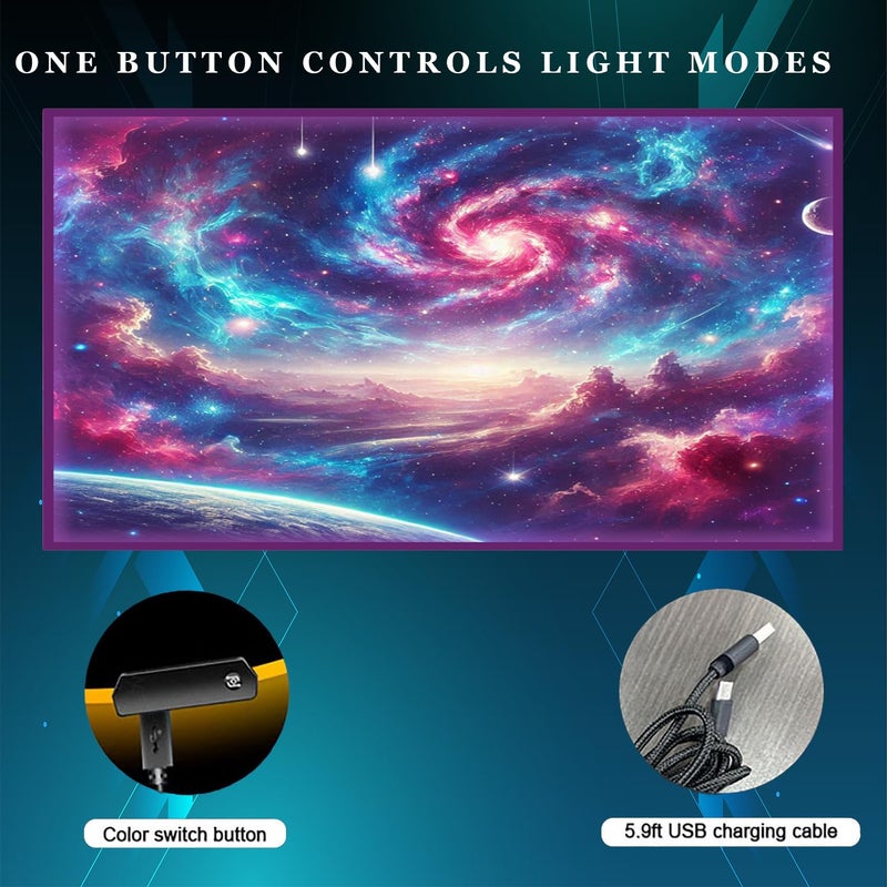 DEALZOOM Gaming Rug RGB LED Light (3x5 Galactic Vortex) - Bedroom Gamer Rug Floor Mat Gaming Decor - Kids Room Rug Anti Slip Mat for Gamer Chair â€“ Play Game Room DÃ©cor for Teen, Boys, Kids - Image 3