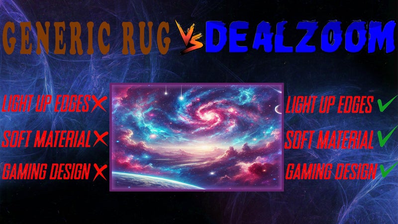DEALZOOM Gaming Rug RGB LED Light (3x5 Galactic Vortex) - Bedroom Gamer Rug Floor Mat Gaming Decor - Kids Room Rug Anti Slip Mat for Gamer Chair â€“ Play Game Room DÃ©cor for Teen, Boys, Kids - Image 5
