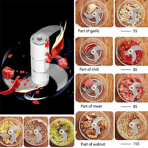 LVSENLIN 350ML Electric Garlic Chopper, Portable Veggie Chopper,Garlic Grinder Masher Onion Chopper, Blender to Vegetable, Cordless Food Processor for Ginger, Chili, Fruit, Meat, Spices, Beans, etc - Image 5