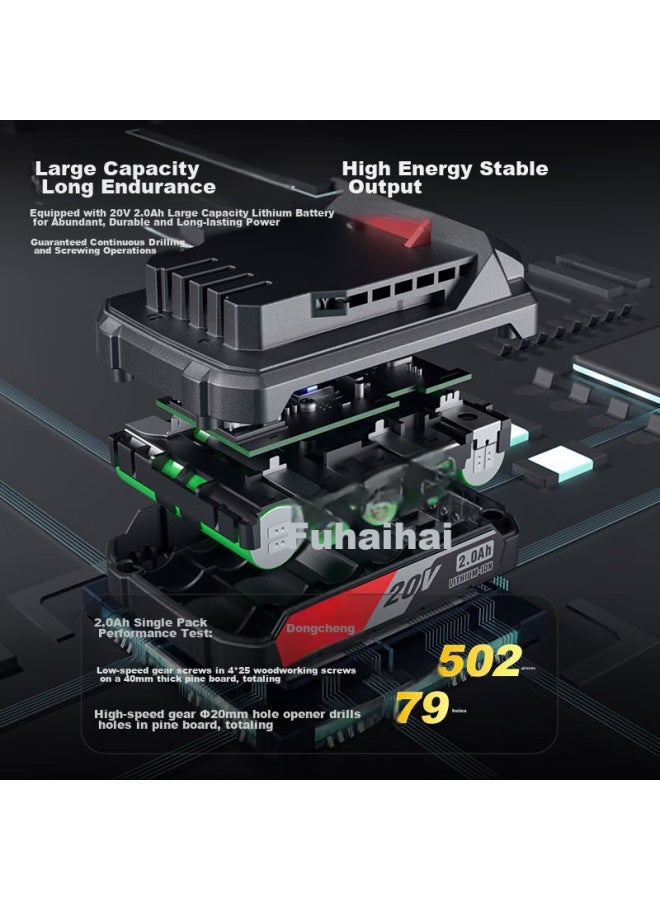 DONG Cheng Dongcheng 20v Brushless Lithium Electric Drill Dcjz2059s Cordless Electric Screwdriver Set With Dual Batteries - Image 4