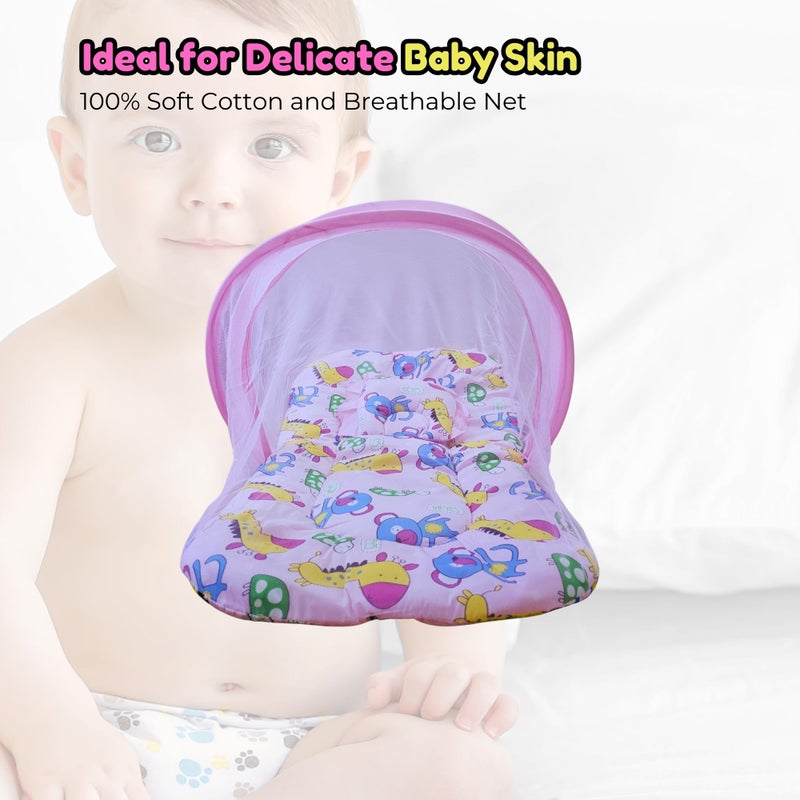 Hooper® Infant Baby Bedding Set with Mosquito Net, Baby Bedding/Gadda for Newborns, Portable Baby Bed with Trendy Design Print, 0-24 Months, Pink (Pink, Large) - Image 4