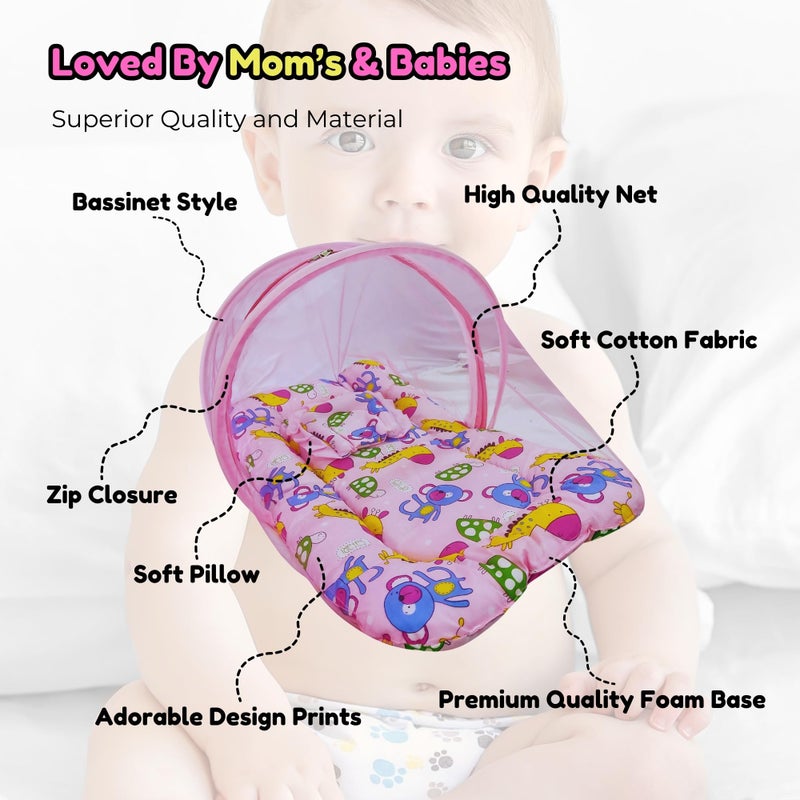 Hooper® Infant Baby Bedding Set with Mosquito Net, Baby Bedding/Gadda for Newborns, Portable Baby Bed with Trendy Design Print, 0-24 Months, Pink (Pink, Large) - Image 3