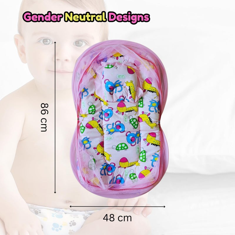 Hooper® Infant Baby Bedding Set with Mosquito Net, Baby Bedding/Gadda for Newborns, Portable Baby Bed with Trendy Design Print, 0-24 Months, Pink (Pink, Large) - Image 2