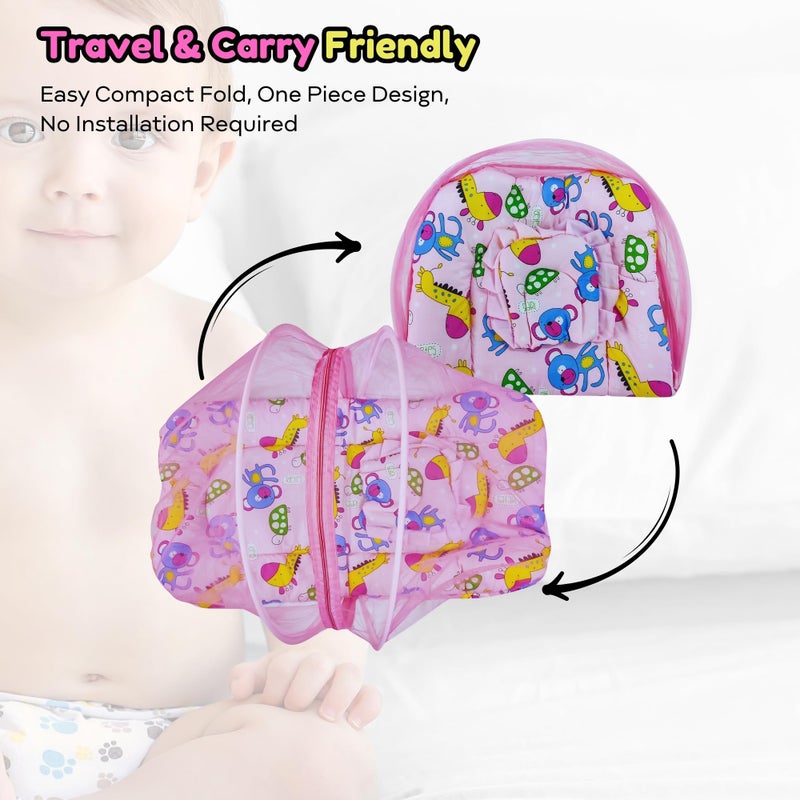 Hooper® Infant Baby Bedding Set with Mosquito Net, Baby Bedding/Gadda for Newborns, Portable Baby Bed with Trendy Design Print, 0-24 Months, Pink (Pink, Large) - Image 5