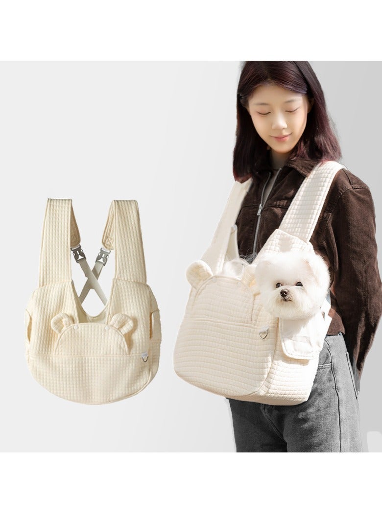 general Small dog and cat polyester pet backpack, crossbody travel bag with button closure, suitable for pets weighing up to 13.23 pounds  - Image 3