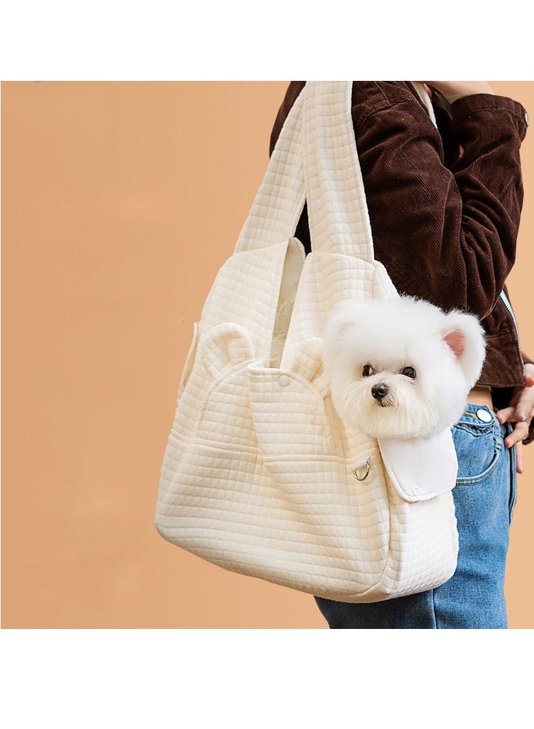 general Small dog and cat polyester pet backpack, crossbody travel bag with button closure, suitable for pets weighing up to 13.23 pounds  - Image 4