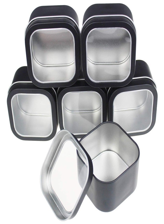 Goodma 6-Pack 8oz Empty Square Metal Tins with Clear Window for Candle Making, Candies, Gifts & Treasures, Black - Image 1