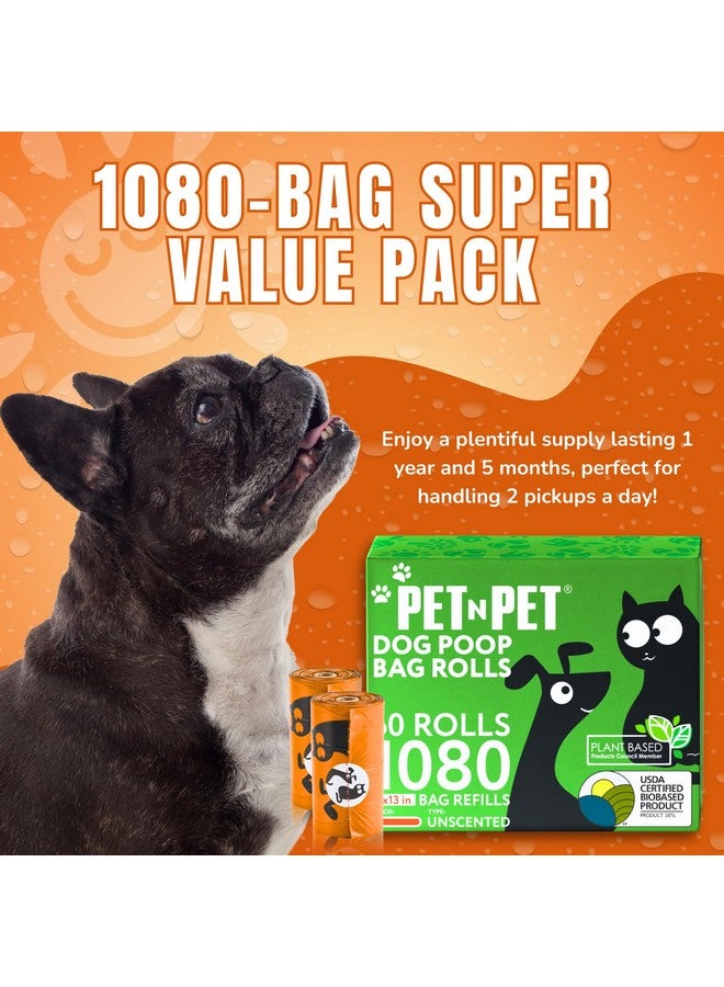 بت آن بت أكياس فضلات الكلاب من Pet N Pet، 1080 كيسًا برتقاليًا، 38% نباتي و62% بولي إيثيلين، لفات أكياس فضلات الكلاب السميكة جدًا، 9 × 13 بوصة، كيس نفايات الحيوانات الأليفة غير المعطر - Image 4