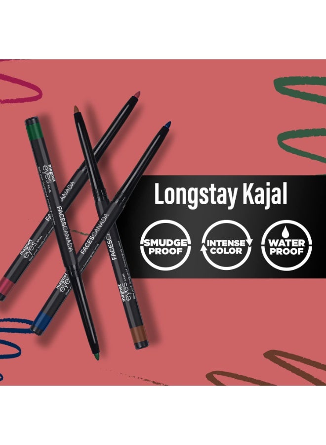 FACESCANADA Magneteyes Color Kajal Pencil - Green Appreciation 02, 0.30G|Highly Pigmented Kohl|12 Hr Long Stay|Matte Finish|Single Stroke Glide|Water Proof|Smudge Proof|Almond Oil Enriched - Image 5