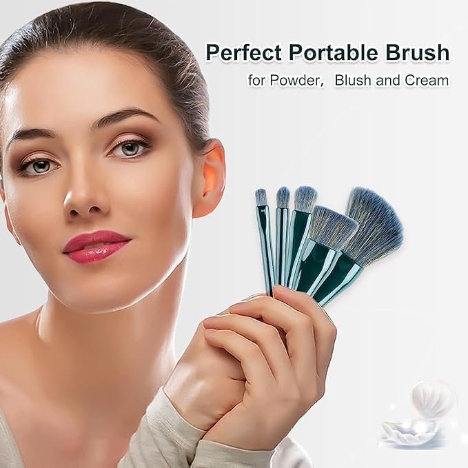 VATTU Makeup Brushes Set with Mirror Case 5pcs Travel Size Foundation Powder Concealers Eye Shadows Makeup Travel Set Small Complete Function Cosmetic Brushes Kit - Image 4