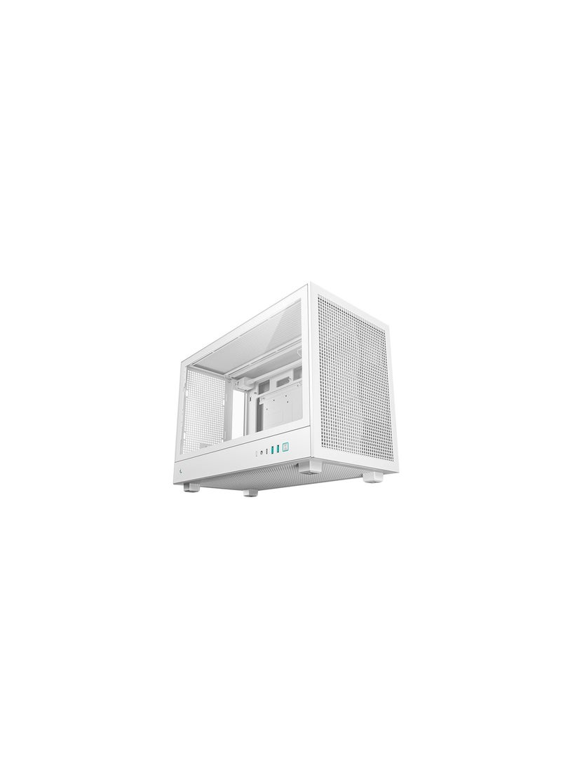 ديب كول صندوق حاسوب Deepcool CH260 Mini ITX، زجاج مقسّى، دعم للوحات الأم حتى مقاس Micro-ATX (بموصلات خلفية)، دعم لمبرد مائي (رادياتير) مقاس 360 مم، واجهة شبكية بالكامل، دعم لمزود طاقة ATX PS2، اللون الأبيض | R-CH260-WHNGM0-G-1 - Image 1