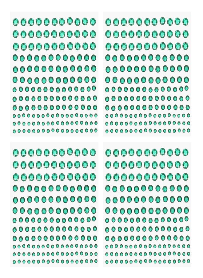 PATIKIL 660 Pcs Acrylic Gem Sticker, 4 Size 3/4/5/6mm Self Adhesive Rhinestones Face Gem Stones Bling Jewelry for Nail Art Craft Clothes DIY Makeup Decoration Party, Dark Green - Image 1