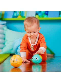 Bright Starts Bright Starts Giggables Roll & Chase Pals Crawling Toy, Lion & Elephant, Unisex, Infant to Toddler, 2-Pack  - Image 2