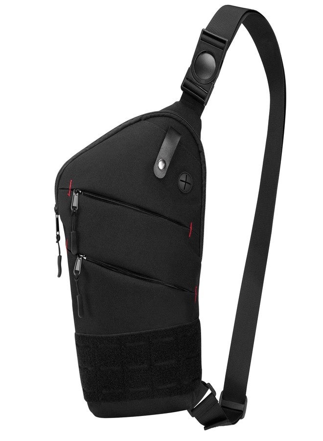 Smasrob Sling Bag for Men and Women, Crossbody Bag with Patches Area and Multiple Pockets (Bag Only), Black, Black, One Size, Bag - Image 1